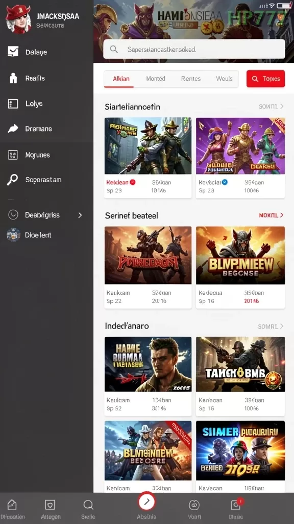 Cuplikan layar VENOM889 — menu navigasi